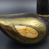 Wooden and brass swan