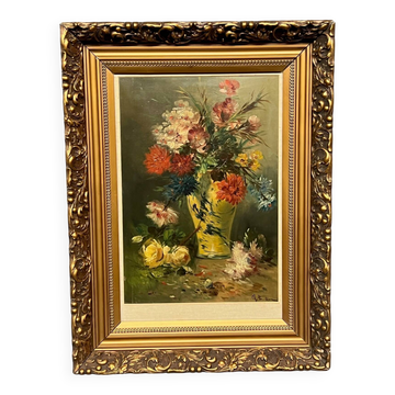 Still life with flowers. Oil on canvas. Artist's signature.