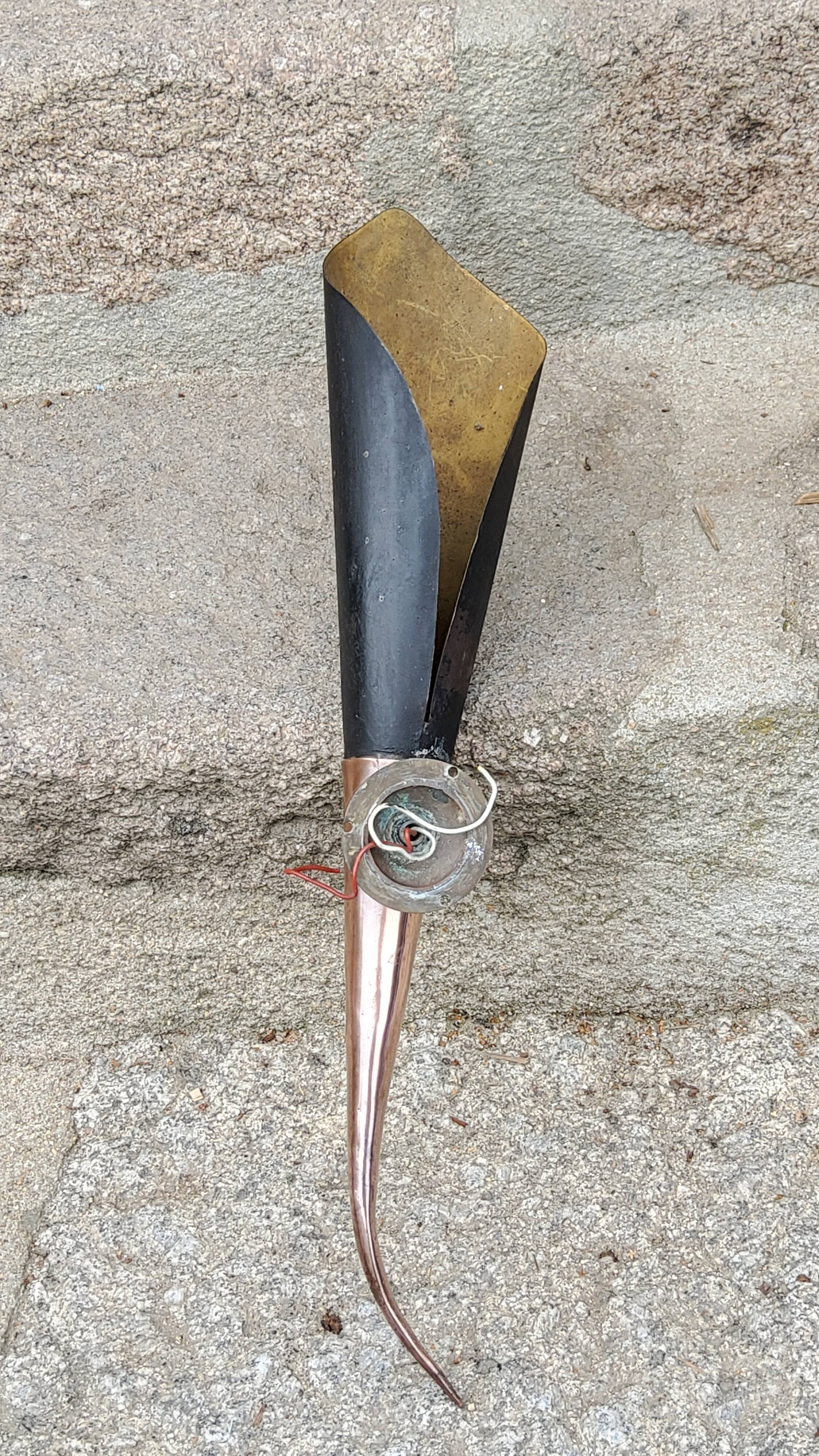 Pair of vintage 50s copper and metal wall lights