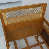 1960s oak and wicker baby bed