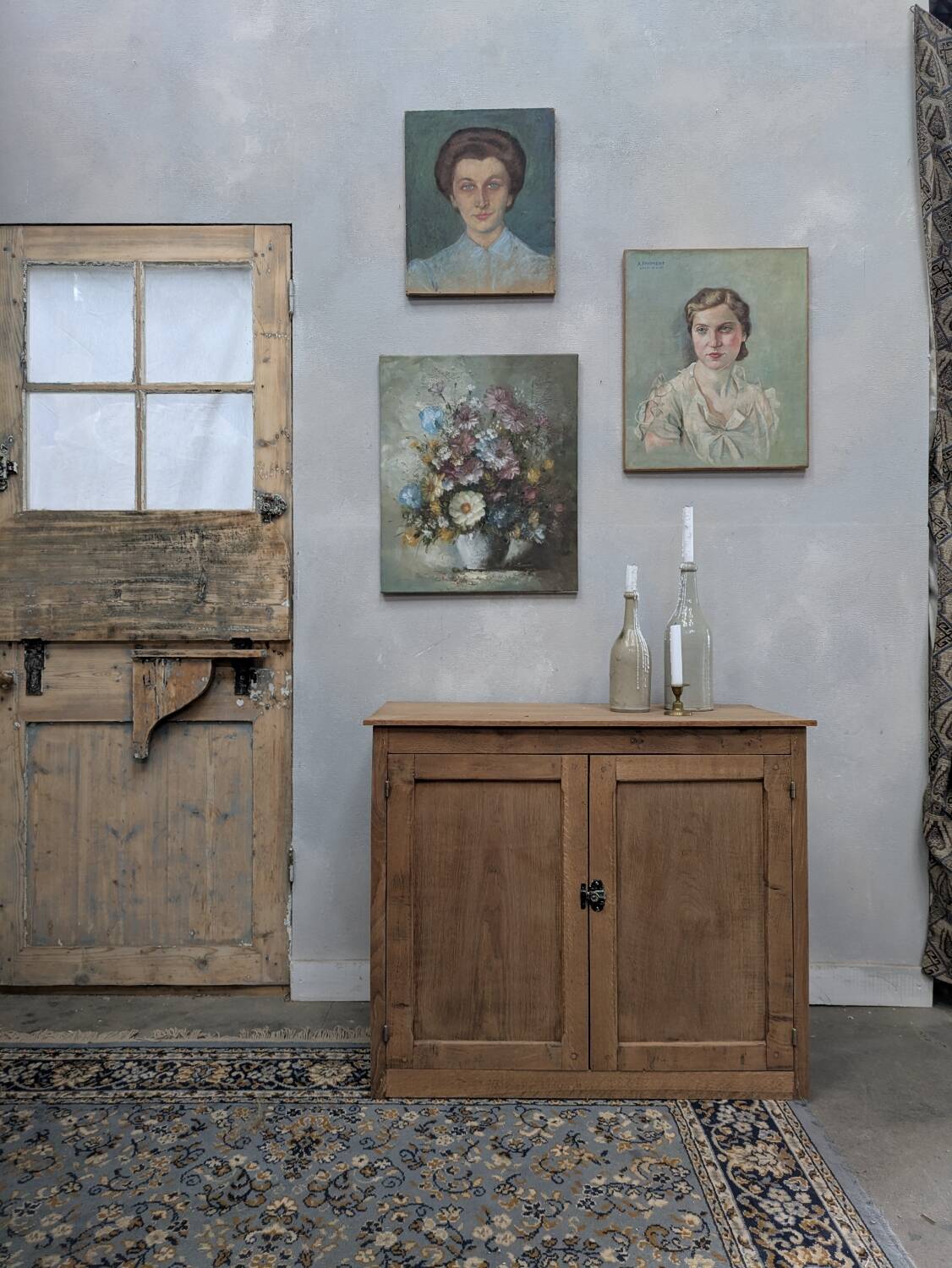 Small raw wood sideboard