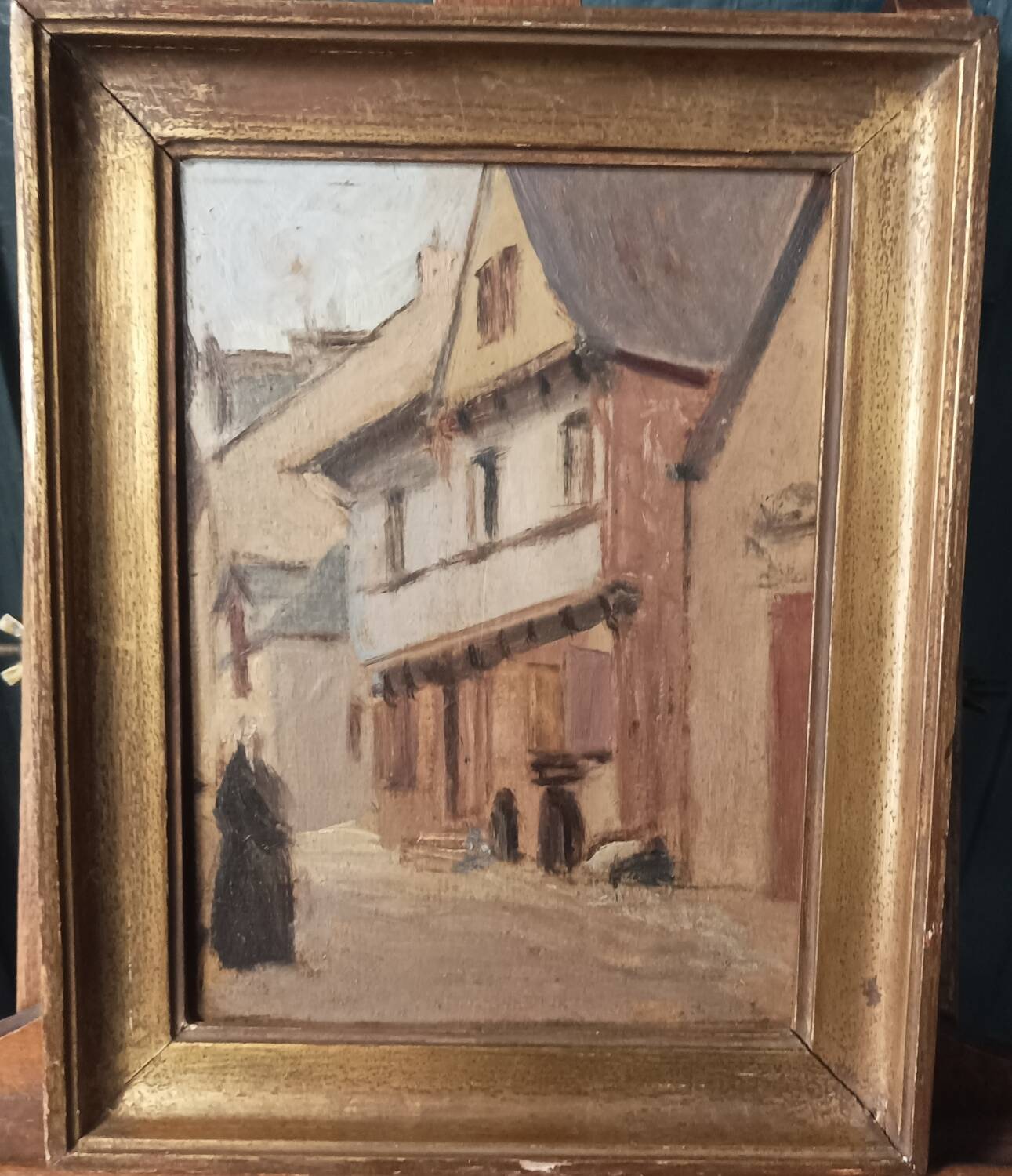 Small painting, village street in Brittany