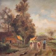 Peinture bucolique flamande du XXe siècle
