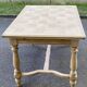 Extendable rectangular farmhouse table renovated oak and marquetry 255cm