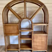 Large arch bookshelf "Pacific Rattan" sun cane bohemian chic