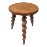 Turned wood tripod stool