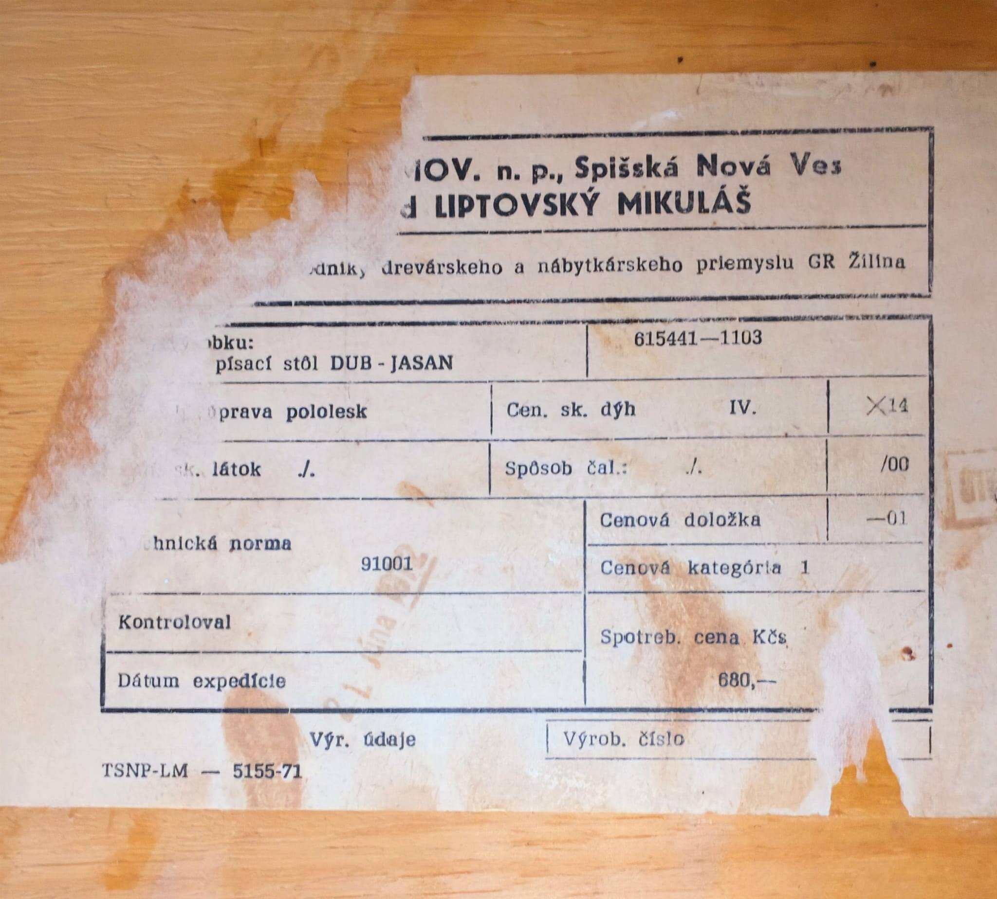 Desk from Up Zavody, Former Czechoslovakia, 1960s