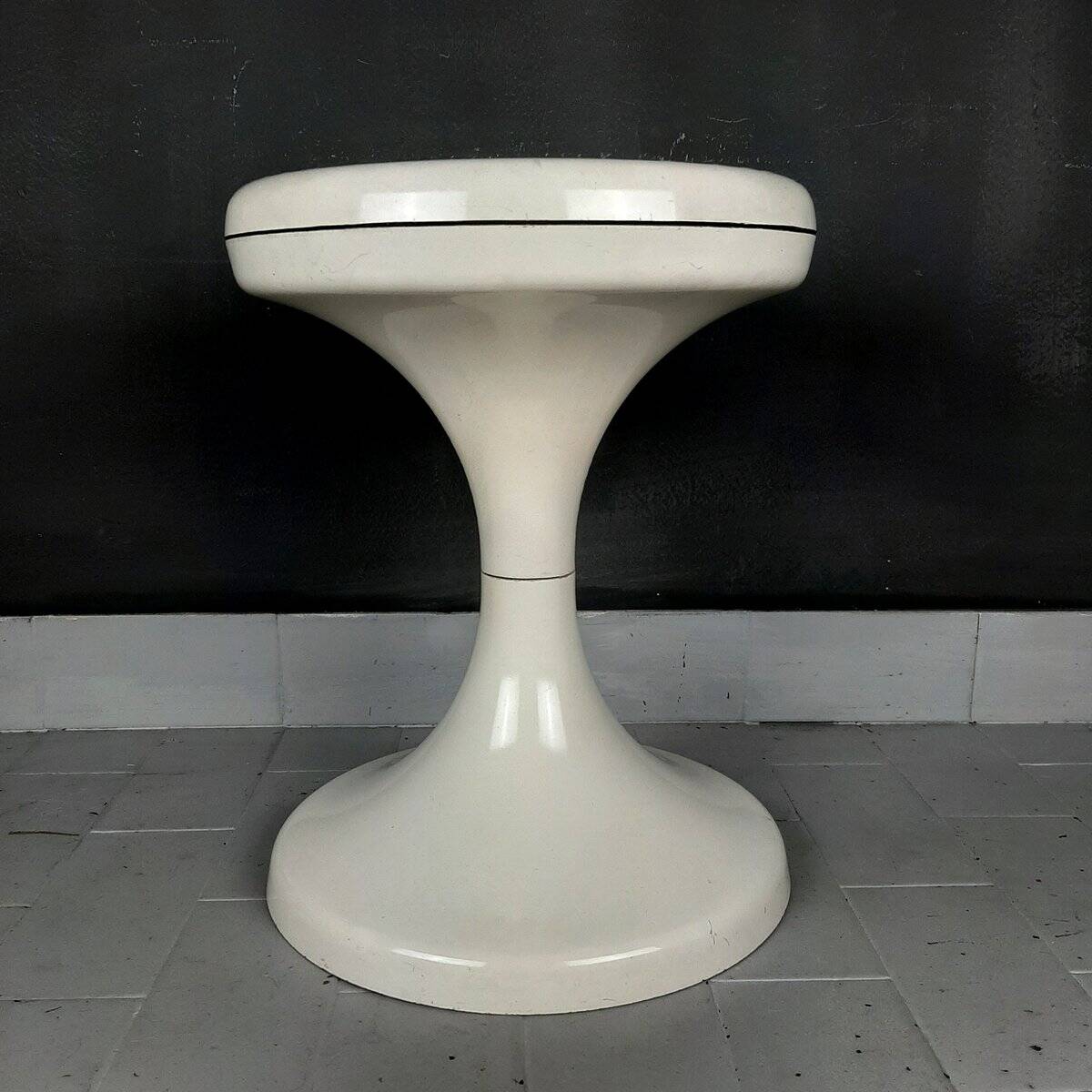 Jurcek stool in white plastic by Bogomir Zorman & Ljerka Finžgar for Meblo Yugoslavia, 1970s