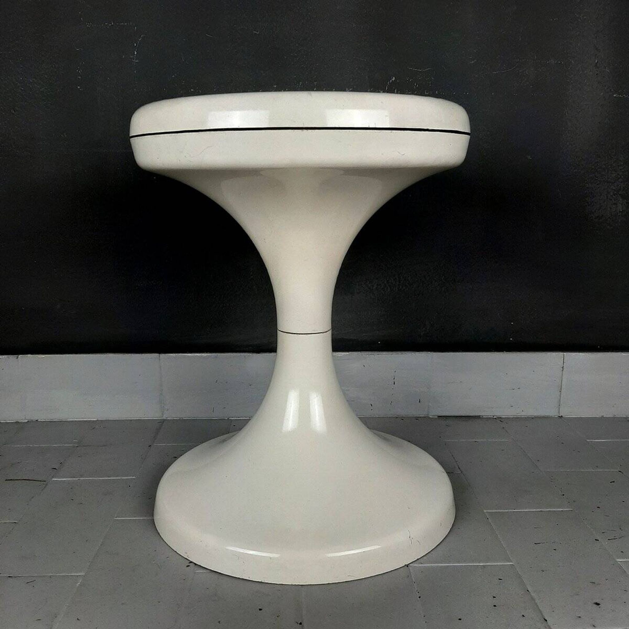 Jurcek stool in white plastic by Bogomir Zorman & Ljerka Finžgar for Meblo Yugoslavia, 1970s