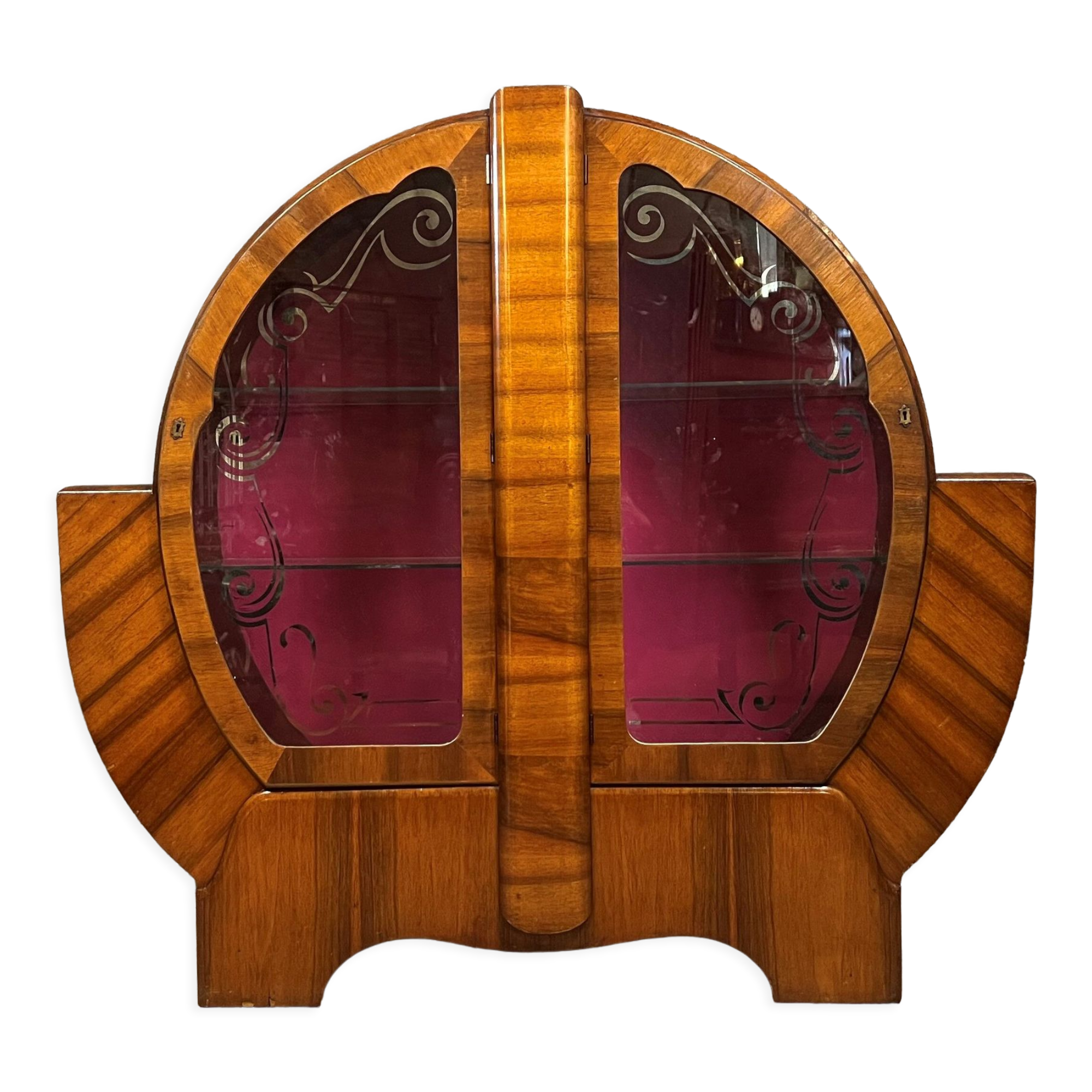 Superb English Art Deco window in walnut and bramble circa 1925