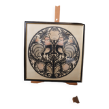 Decorative frame with roosters – vintage Polish découpage