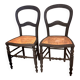 Pair of 2 chairs with cane seats in black wood, circa 1940