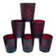 Set of 6 burgundy colored glass glasses 70s