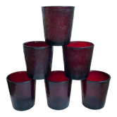 Lot de 6 verres en verre coloré bordeaux années 70