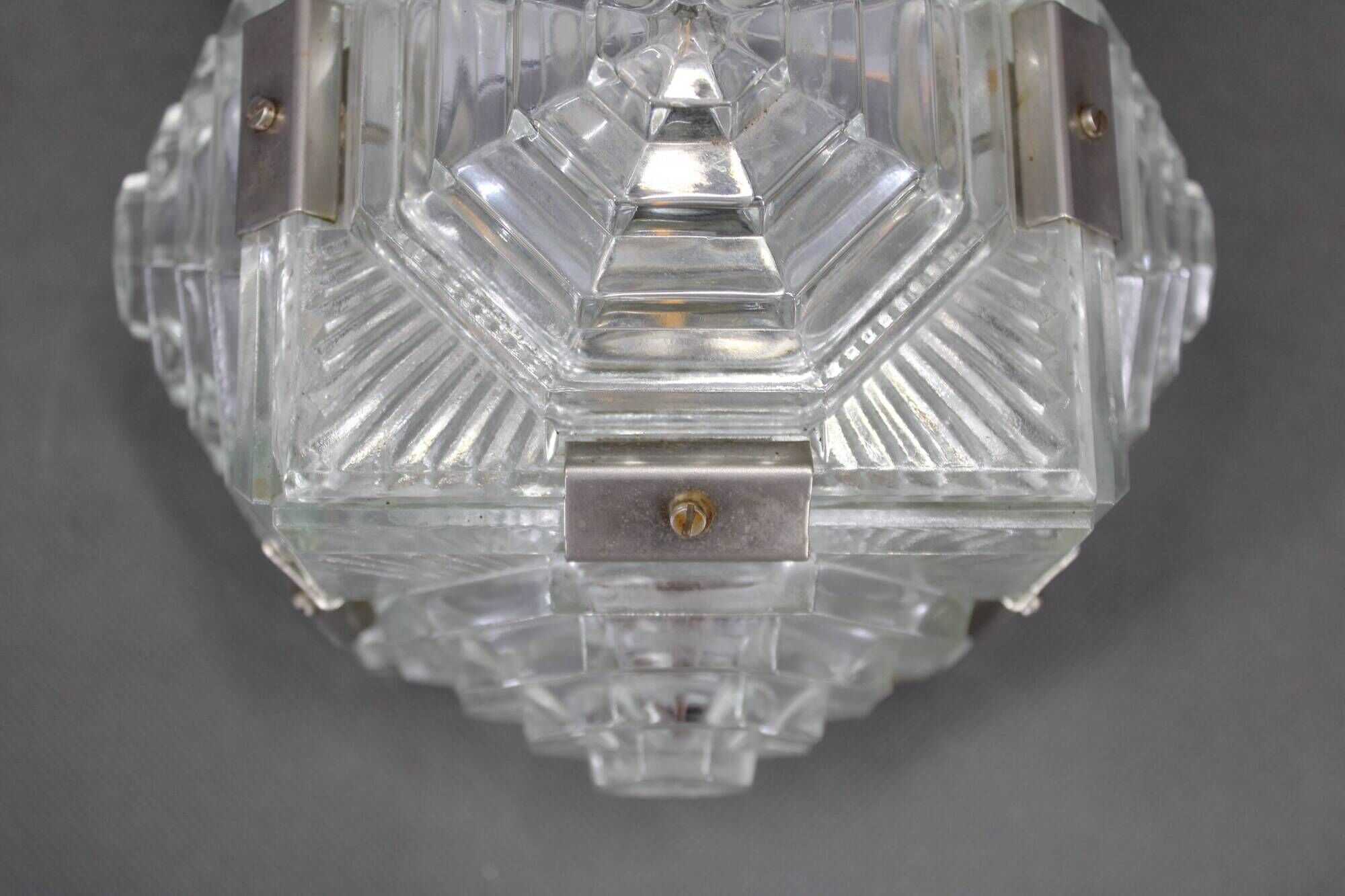 Pair of brutalist glass wall sconces by Kamenický Šenov, Czechoslovakia, 1970s