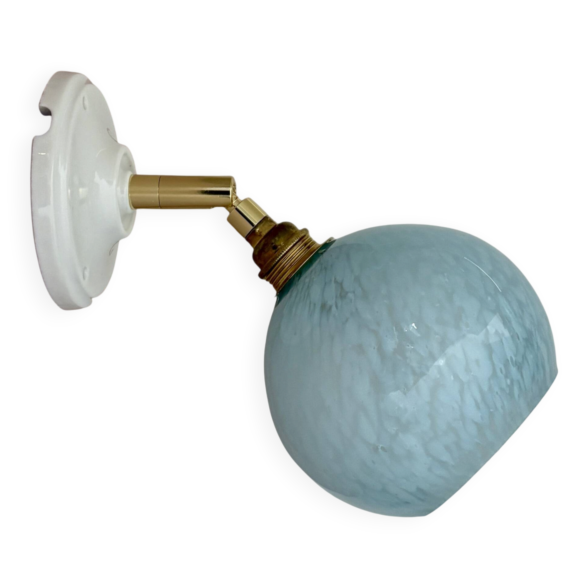 Vintage glass globe wall light in blue from Clichy.