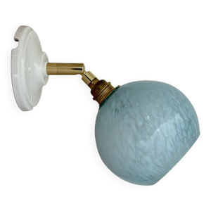 Applique globe vintage - verre clichy bleu