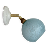 Vintage glass globe wall light in blue from Clichy.