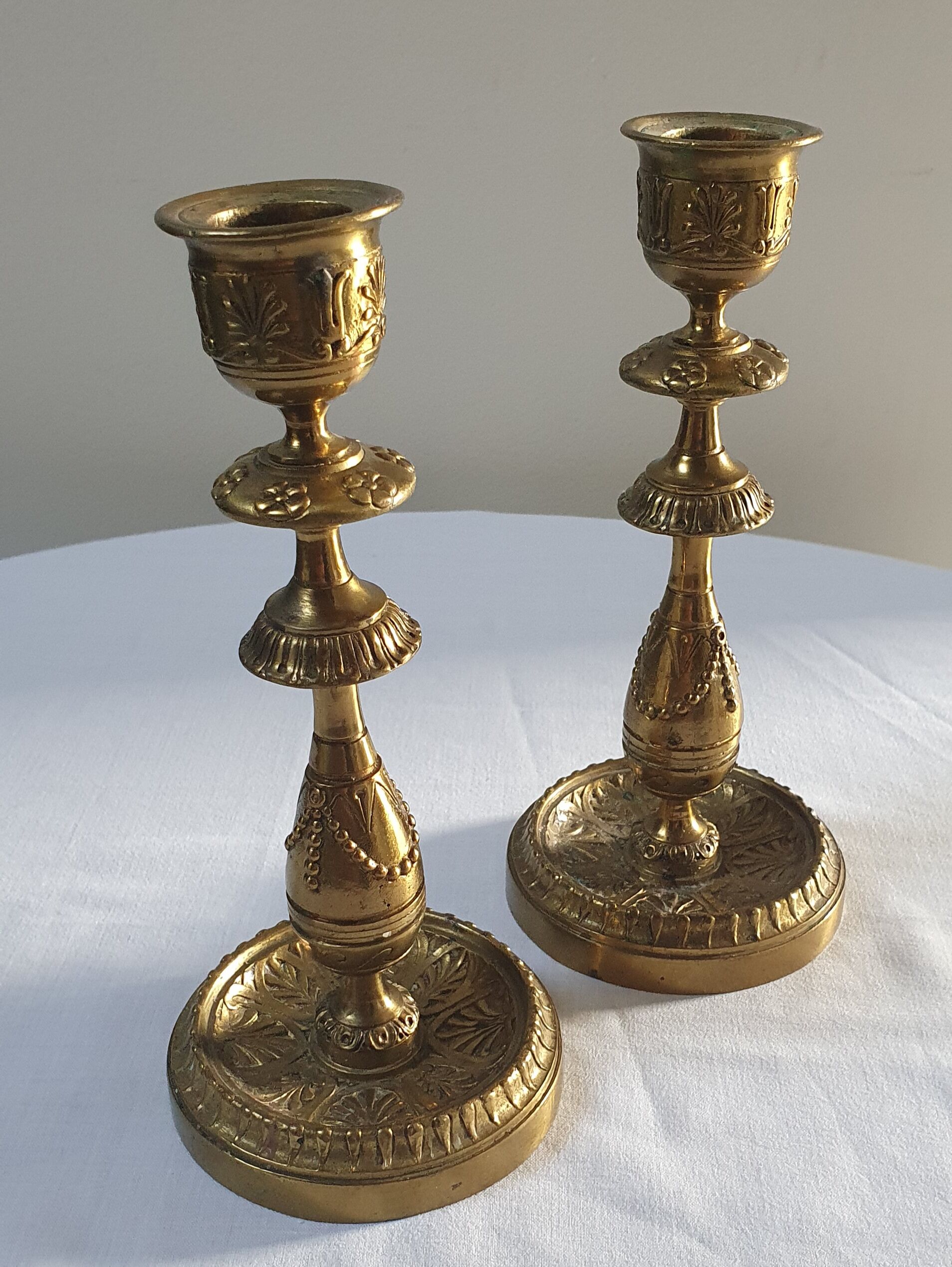 Old brass candle holders
