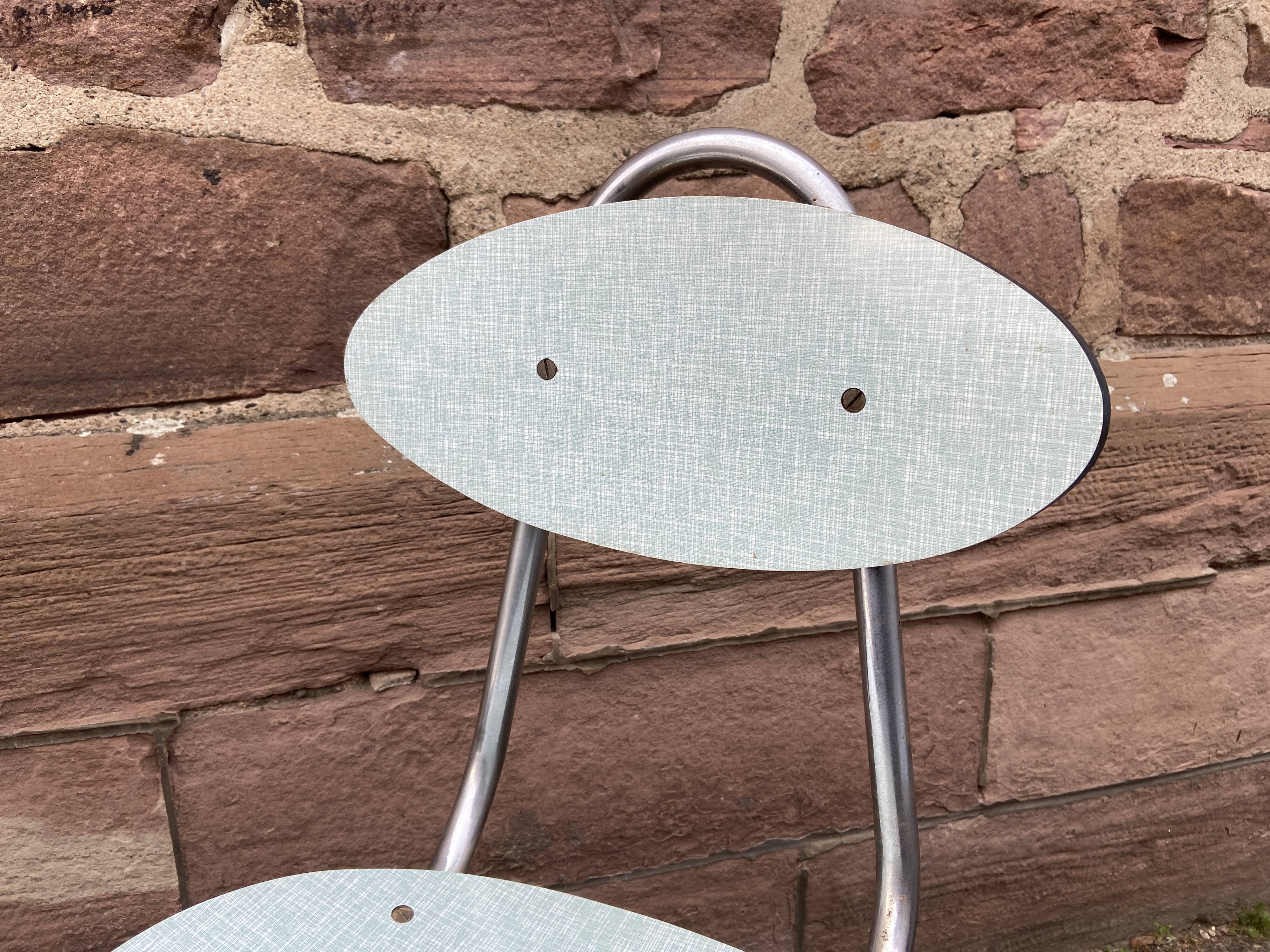 Set of 4 mismatched formica chairs 60s