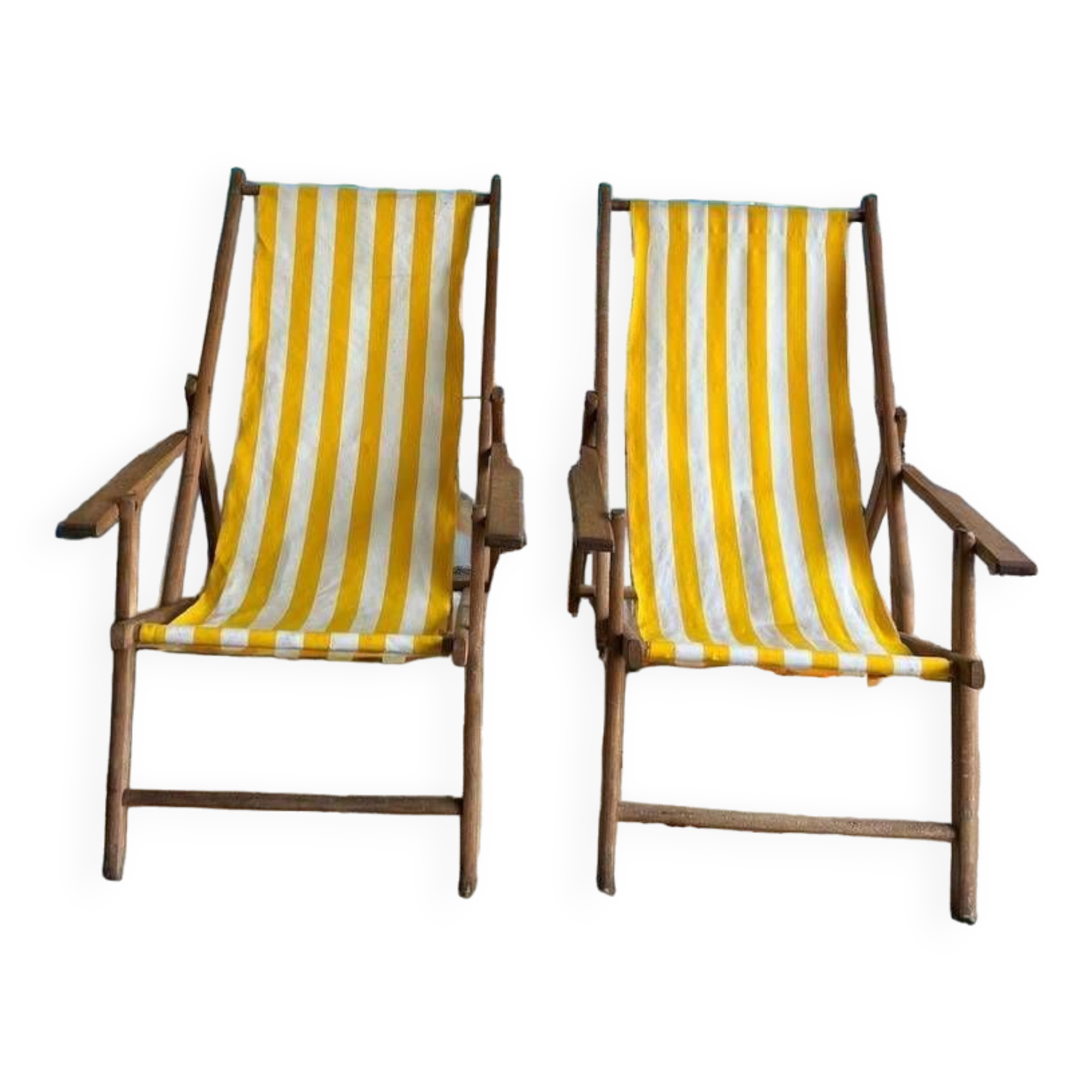 Set of 2 vintage folding beach lounge/beach chairs