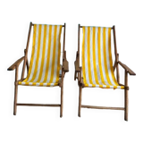 Set of 2 vintage folding beach lounge/beach chairs