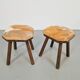 Vintage Milk Stools with Cowhide, 1950s, Set of 2