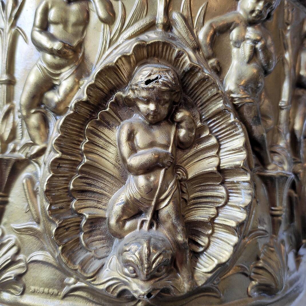Spun brass planter