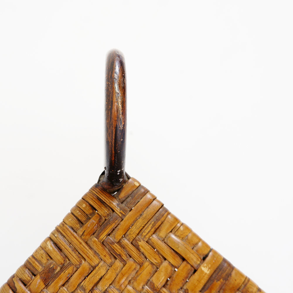 Vintage coffee table in wrought iron and woven rattan - 1970s