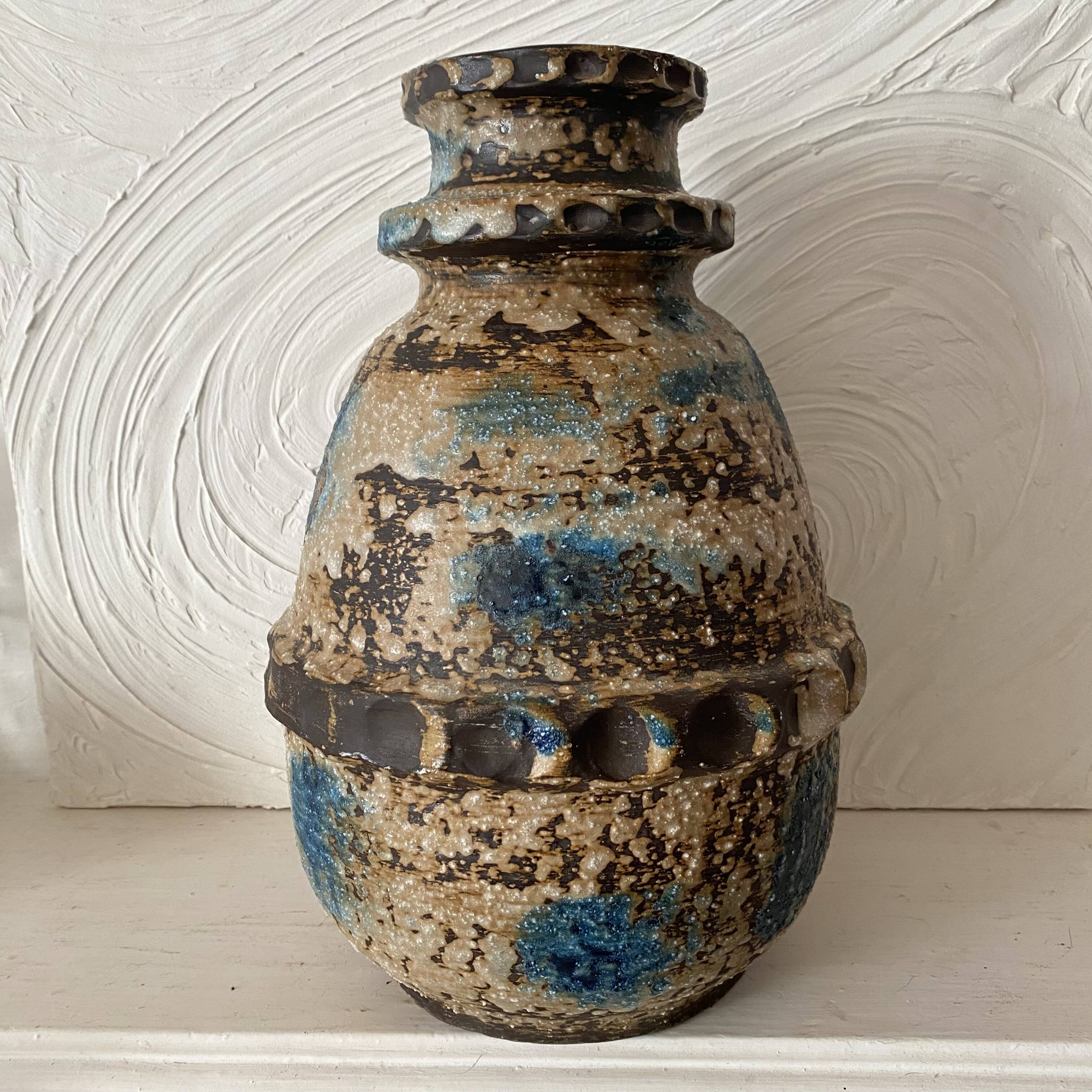 Large brutalist ceramic vase from West Germany, 1960s/1970s