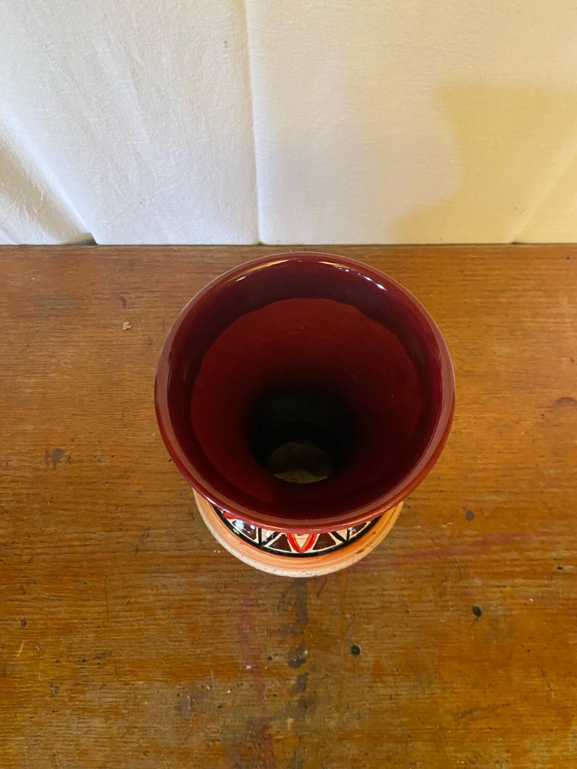 Vase ancien soulaines france céramique multicolore vintage