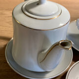 Tea or white coffee set 3 cups 4 under cups and a teapot or coffee maker