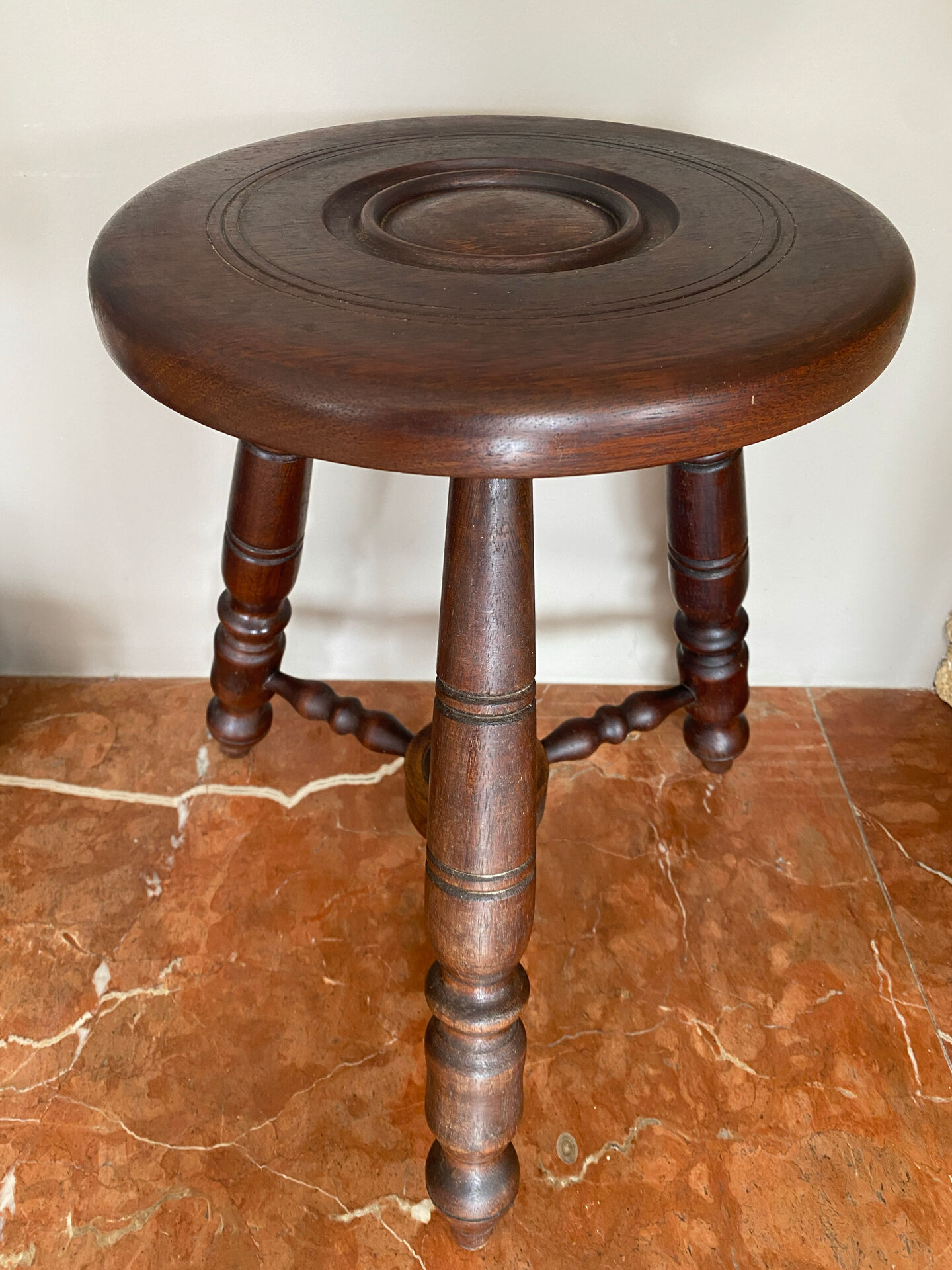 Oak stool attributed to Charles Dudouyt.