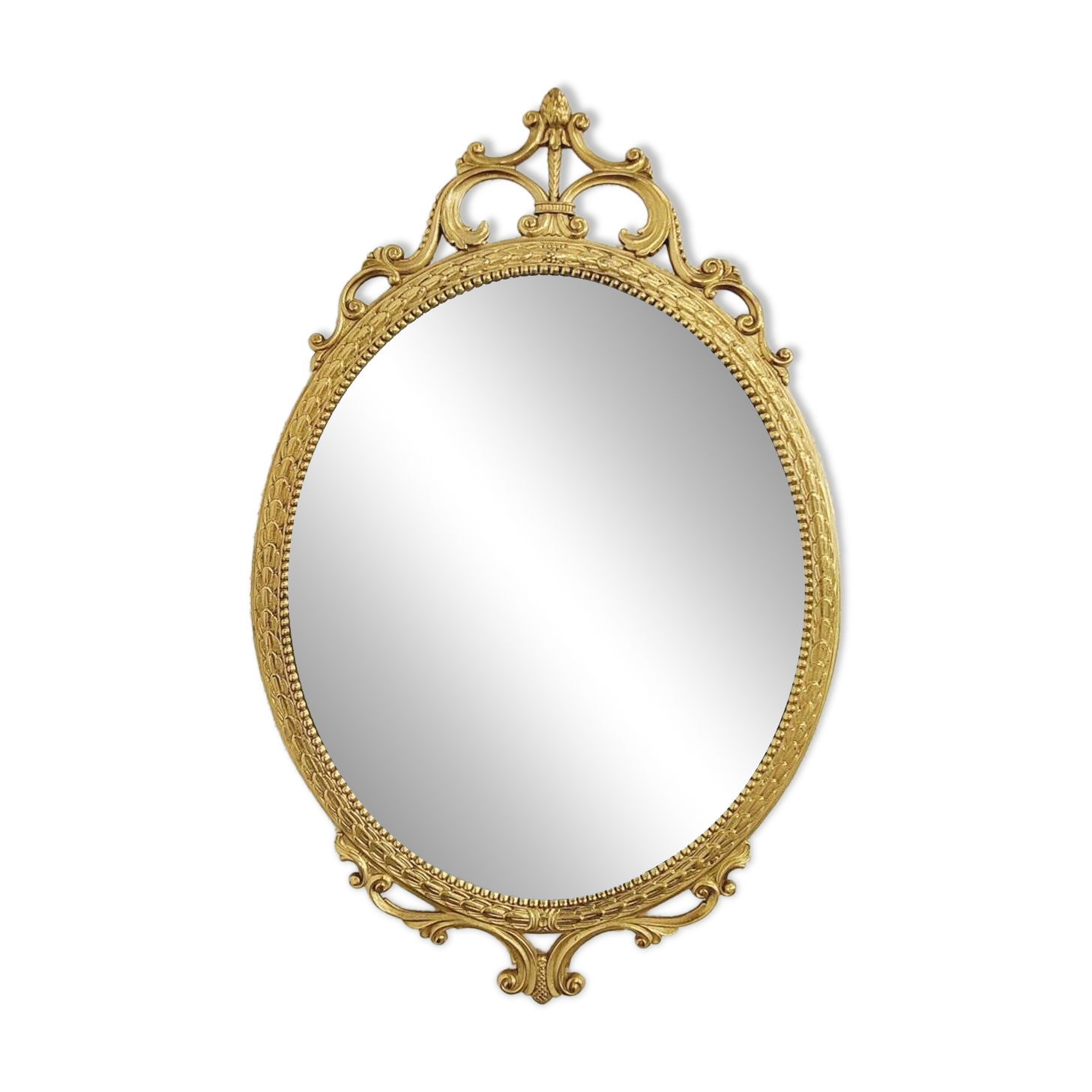 Miroir Médaillon Ovale en Laiton, Italie, 1950s