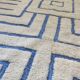 Sky Blue Boujaad Rug – Handmade Moroccan Wool Rug with Bold White Geometric Patterns