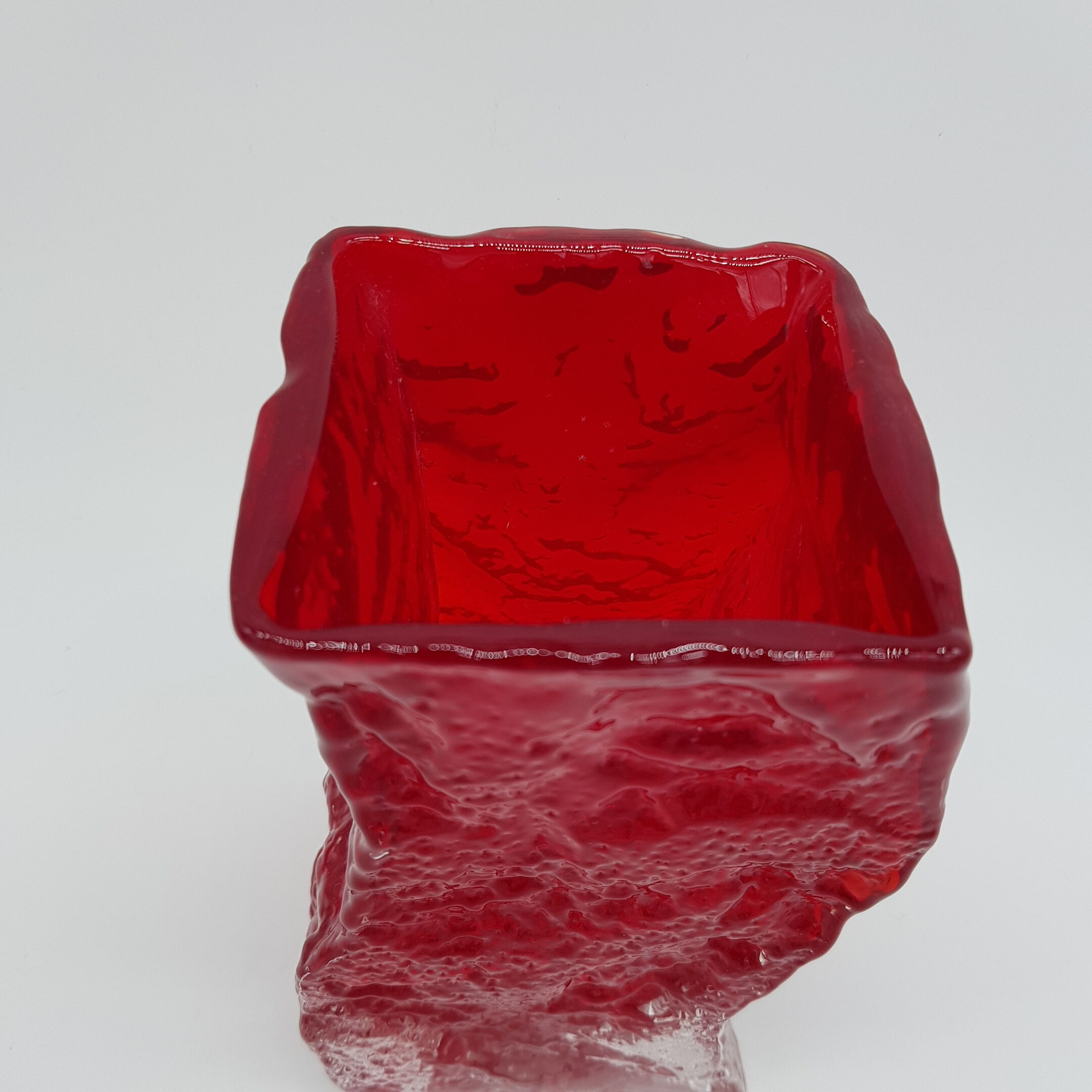 Red textured glass vase