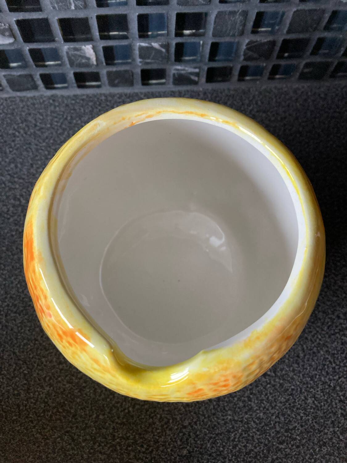 Orange slip sugar bowl