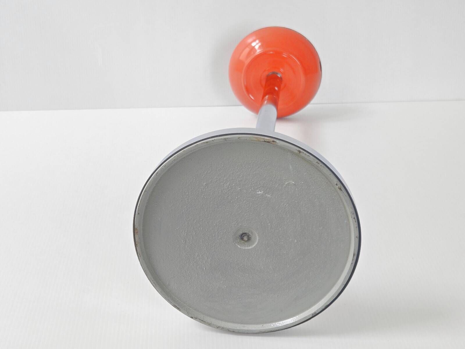 VINTAGE 1970s METAL ASH TRAY ON A STAND ORANGE LACQUER & CHROME 70S SPACE AGE