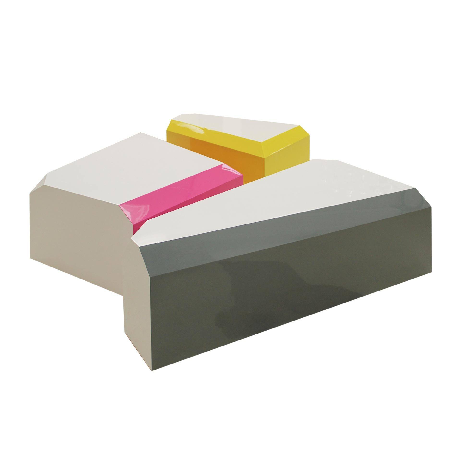 Modular Coffee Table Made In Coloured Lacquered Wood With Gloss FInish