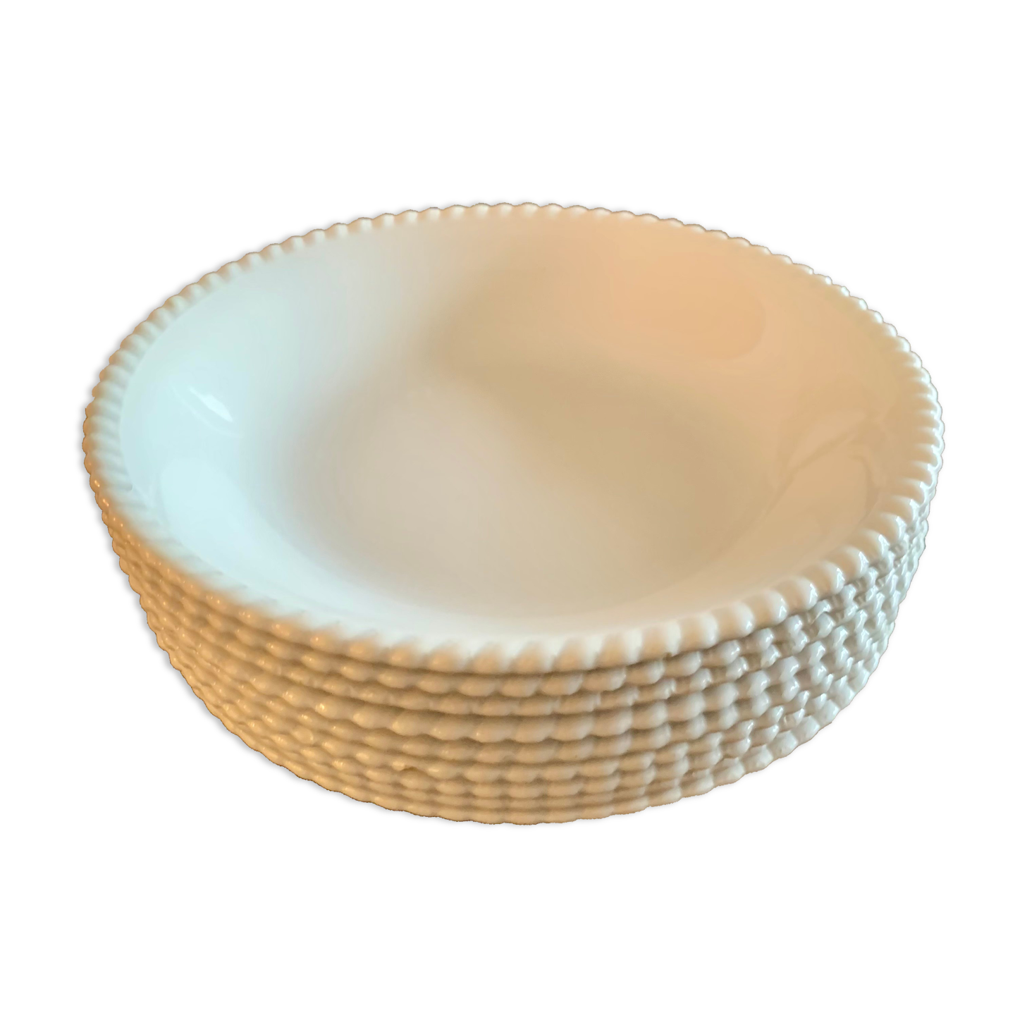 Set of 9 hollow plates white earthenware of Lunéville