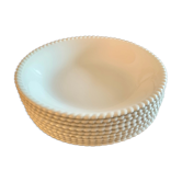Lot de 9 assiettes creuses blanches faïence de Lunéville