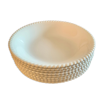 Set of 9 hollow plates white earthenware of Lunéville