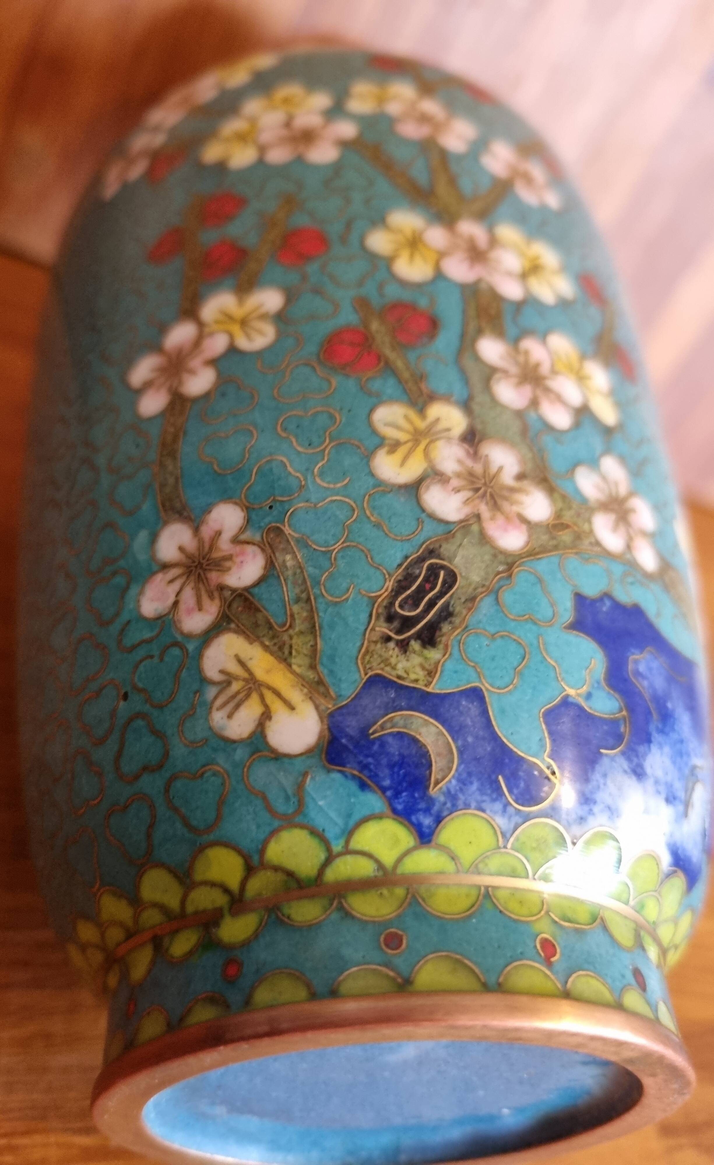 Cherry Blossom Cloisonne Vase