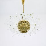 Lustre Bakalowits Miracle Sputnik en laiton avec tiges en verre cristal, années 1960