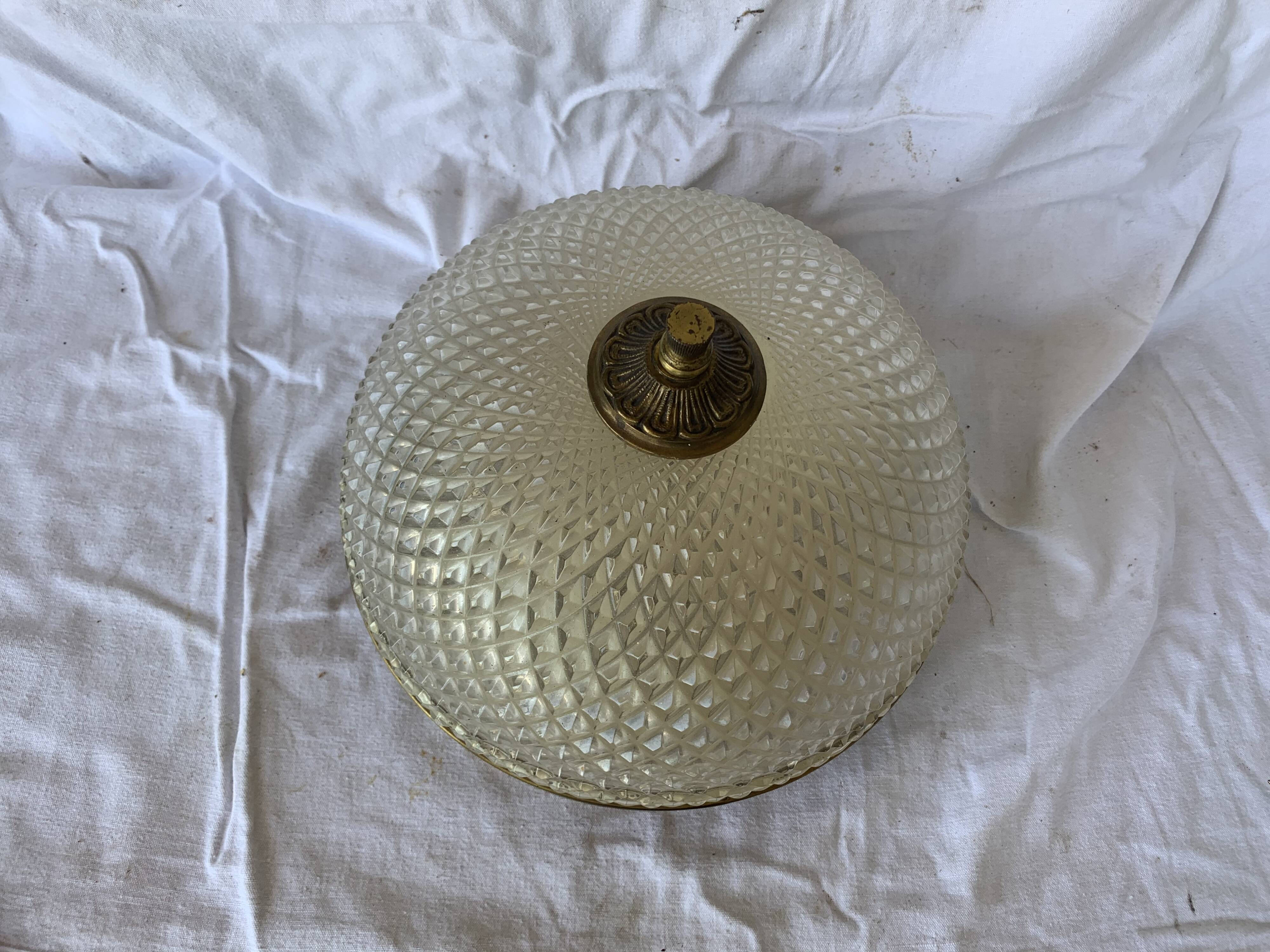 Brass and glass ceiling light