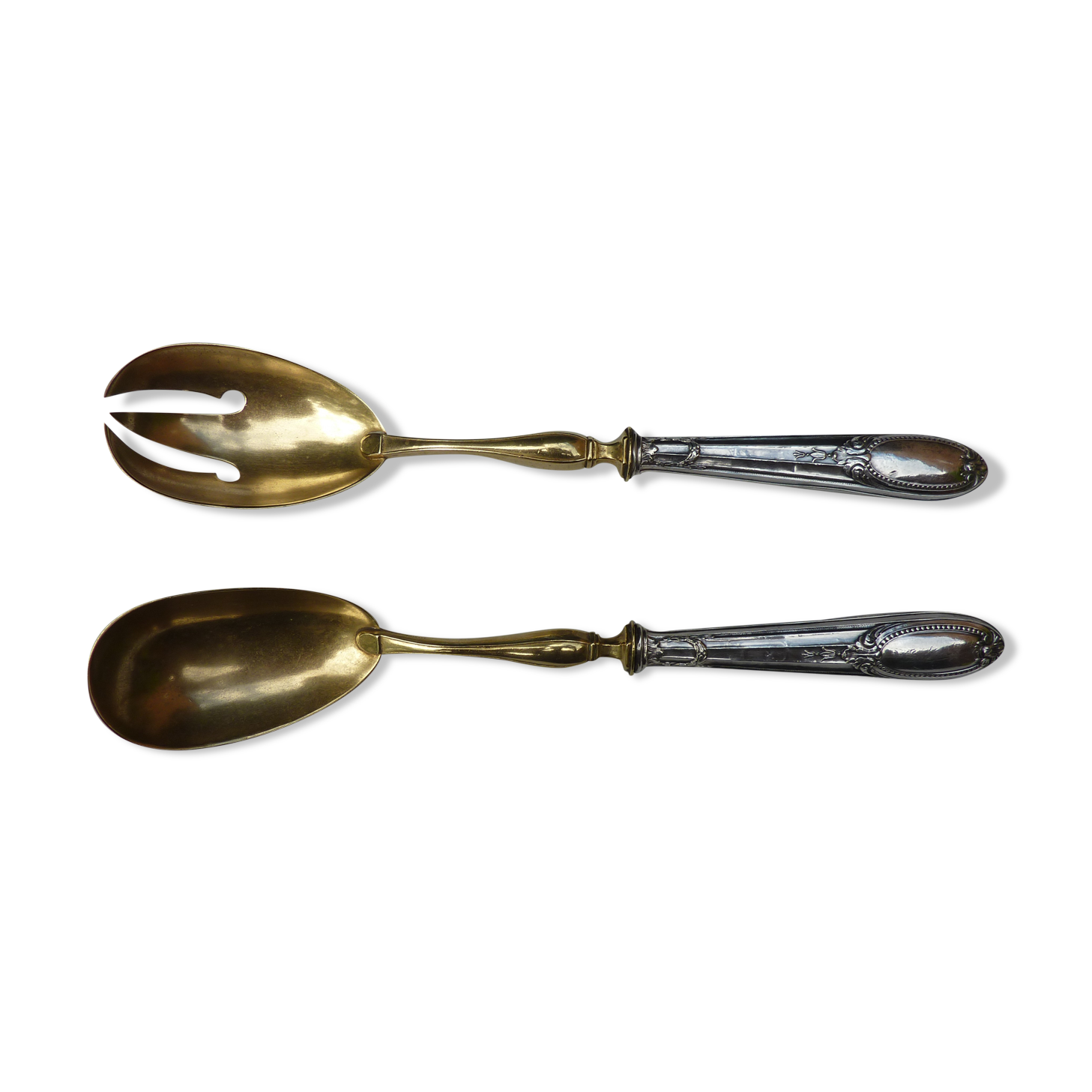 Filled silver salad serving cutlery, minerva hallmark