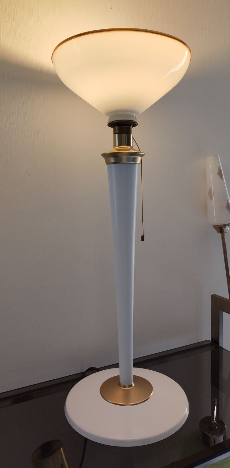 Art deco lamp lita 1960 white and brass