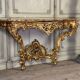 Important Louis XV Console in Carved and Gilded Wood, Breccia d'Aleppo Marble,