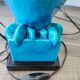 Turquoise cracked earthenware owl lamp