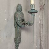 Pair of Louis XVI Style Wall Lights in Carved and Painted Wood, Circa 1900